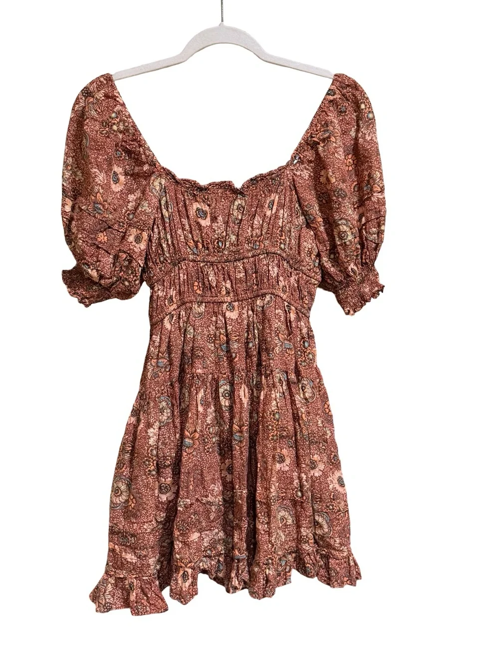 Ulla Johnson Juniper Dress Rosebud Floral Puff Sleeve Smocked Midi Dress Size 0 - Picture 8 of 13